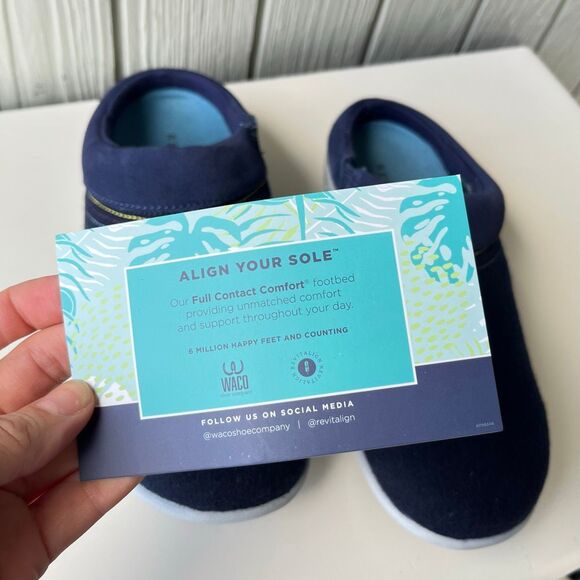 Revitalign Eden Wool Suede Orthopedic Slip-On Clog Navy Grey SZ 9B NWOB - Picture 2 of 12